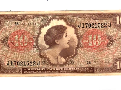 $10 "MILITARY PAYMENT" (SERIES 641) "MILITARY PAY" (SERIES 641) CRISPY!!! - Image 1 of 3