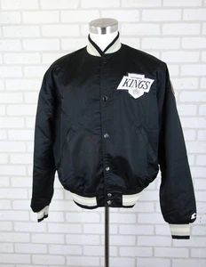 Vintage Starter Los Angeles Kings NHL Satin Bomber Jacket L READ FLAWS STAINS - Picture 1 of 24