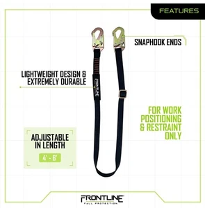 Frontline LPO61SADJ Combat Positioning 6' Adjustable Restraint Lanyard - Picture 1 of 6