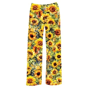 Vibrant Sunflowers Elasticized Waist Drawstring Lounge Pants - Picture 1 of 2