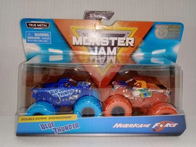 BLUE THUNDER & HURRICANE FORCE 2-Pack MONSTER JAM Cars DOUBLE DOWN SHOWDOWN 2019 - Image 1 of 4