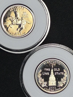 1999 Delaware/ 2000 Maryland UNC St Qtr 25c THE EXACT COINS SEEN IN THE PICTURE - Image 1 of 4