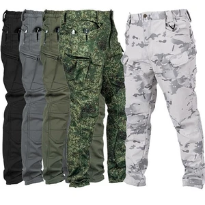 Men's Outdoor Ix7 Softshell Tactical Pants Fleece Warm Thickened Hiking Trousers - Picture 1 of 31