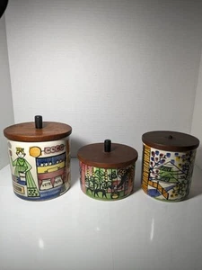 3 Vintage Jie Gantofta By Anita Nylund Lidded Jars Canisters Sweden - Picture 1 of 22