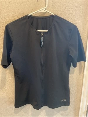 Camisa H2O Wear Damas Manga Corta Cremallera Frontal Negra Aqua Usada en Excelente Condición Foto 1 de 4
