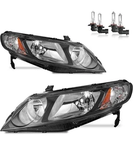 Gruppo Fari Anteriori per Honda Civic 4 Porte 2006-2011 Ricambio Faro Bla... - Foto 1 di 8
