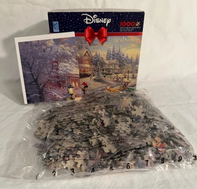 Thomas Kinkade 迪士尼美女与野兽冬季拼图 1000 块全新 — 第 1/4 张图片