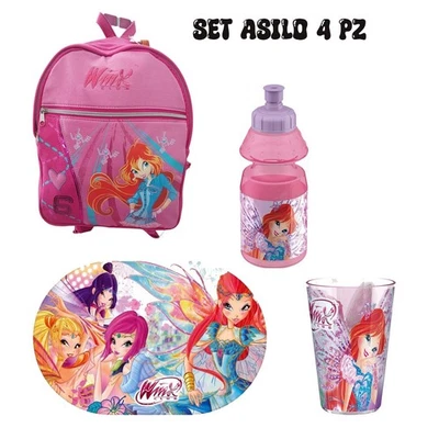 Set Scuola Asilo Winx 4 Pezzi – Zaino 30 cm, Borraccia 400 ml, Bicchiere 260 ml, - Immagine 1 di 4