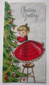 Mädchen geschmückter Baum unsigniert Vintage Weihnachten Grußkarte * XX21 - Bild 1 von 3