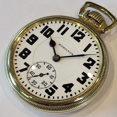 Q51 MINT 1933 ELINVAR 992E HAMILTION 21J RAILROAD WATCH MAINLINER CASE SERVICED! - Image 1 of 4