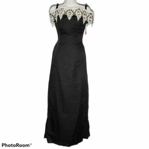 Womens A Line Dress Black White Cold Shoulder Zip Lace Union Made USA 7/8 New - Picture 1 of 11