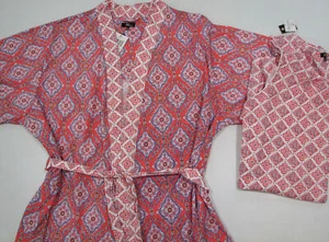 ARIA Plus Size Cotton Knit Night Gown House Dress & Robe Set 1X - Picture 1 of 4
