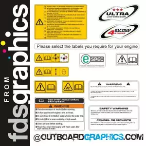 Generic Honda outboard engine warning label decals/sticker kit - all HP's - Picture 1 of 2