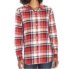 GAP Women's Soft Button Down Long Sleeve Boyfriend Flannel Shirt Size Large - Picture 1 of 3