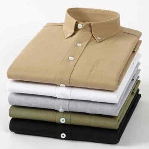 Spring and Autumn Pure Cotton Oxford Solid Color Men's Long Sleeve Work Shirt - Picture 1 of 42