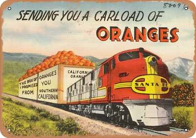 SIGNO DE METAL - Postal de California - Te envío un coche lleno de naranjas Foto 1 de 2
