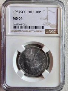 Chile 10 Pesos 1957 SO NGC MS 64 - Picture 1 of 2
