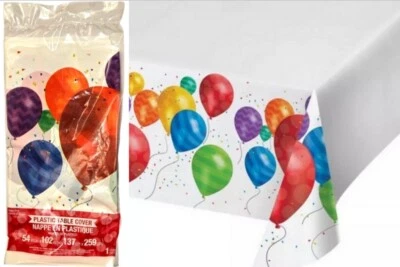 Balloon Blast Plastic Tablecloth 54" x 102" Birthday Party Tableware Supplies - Image 1 of 4