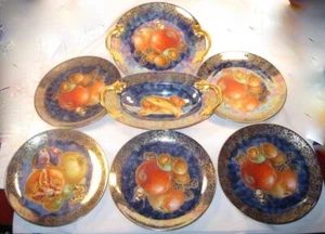 Rosenthal Fairyland Butterfly & Fruit Dessert Set Blue Luster Bavaria Antique (O - Picture 1 of 12