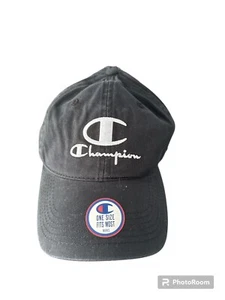 Champion Brand Strapback Adjustable Hat Cap Cotton Casual Men Black/white - Picture 1 of 3