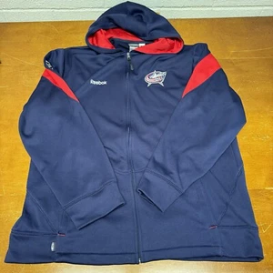 Columbus Blue Jackets Hoodie Mens Extra Large Blue Full Zip Reebok - Picture 1 of 12
