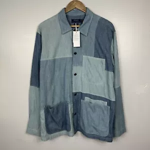 Polo Ralph Lauren Chore Jacket Patchwork RRL French Indigo Blue BNWT, Mens Large - Picture 1 of 10
