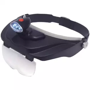 Hands-Free Head Visor Magnifier, Deluxe LED Magnifying Glass w/4 Lenses & Light - Picture 1 of 11