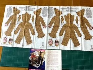 Vintage 80s 2 TEDDY BEARS  - DEANS Knock-about Toy Cut & Sew Fabric Panel Dean - Picture 1 of 2