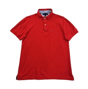 Camisa polo de tenis de golf Tommy Hilfiger para hombre talla L roja ladrillo ajuste personalizado usada en excelente estado LN - Imagen 1 de 13