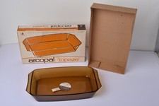 ARCOPAL Plat à four en Verre Fumé NEUF en Boite Années 70