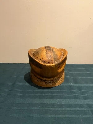 ÚNICA PIEZA SOMBRERERÍA MADERA SOMBRERO BLOQUE FORMA MOLDE (DE COLECCIÓN/ANTIGUO) Foto 1 de 4