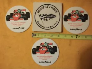 GOODYEAR WINNERS CHOICE G8 INDY CAR TYRE DRINK COASTERS LOT OF 3 JACKIE STEWART - Picture 1 of 3
