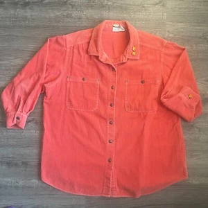 Vintage Roaman's koralle orange Cord Herbst Herbst Thanksgiving Shirt Shacket Gr. XL - Bild 1 von 6