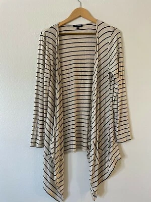 Cárdigan suéter cascada drapeado frente abierto a rayas talla M Max Edition para mujer Foto 1 de 4