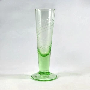 Vintage Etched Green Cordial Shot Glass Small Jewel Color Colorful Swirl Design - Picture 1 of 6