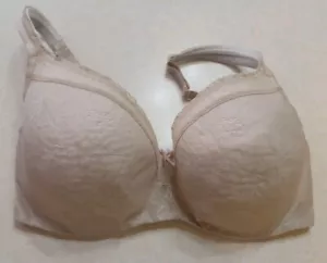 Cacique Bra 38F Lined Lace Floral Beige Full Coverage Underwire - Picture 1 of 5