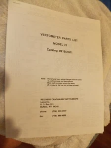 Catalogo vertometro Bausch & Lomb Reicht modello oftalmico 70 ELENCO RICAMBI (copia) - Foto 1 di 3