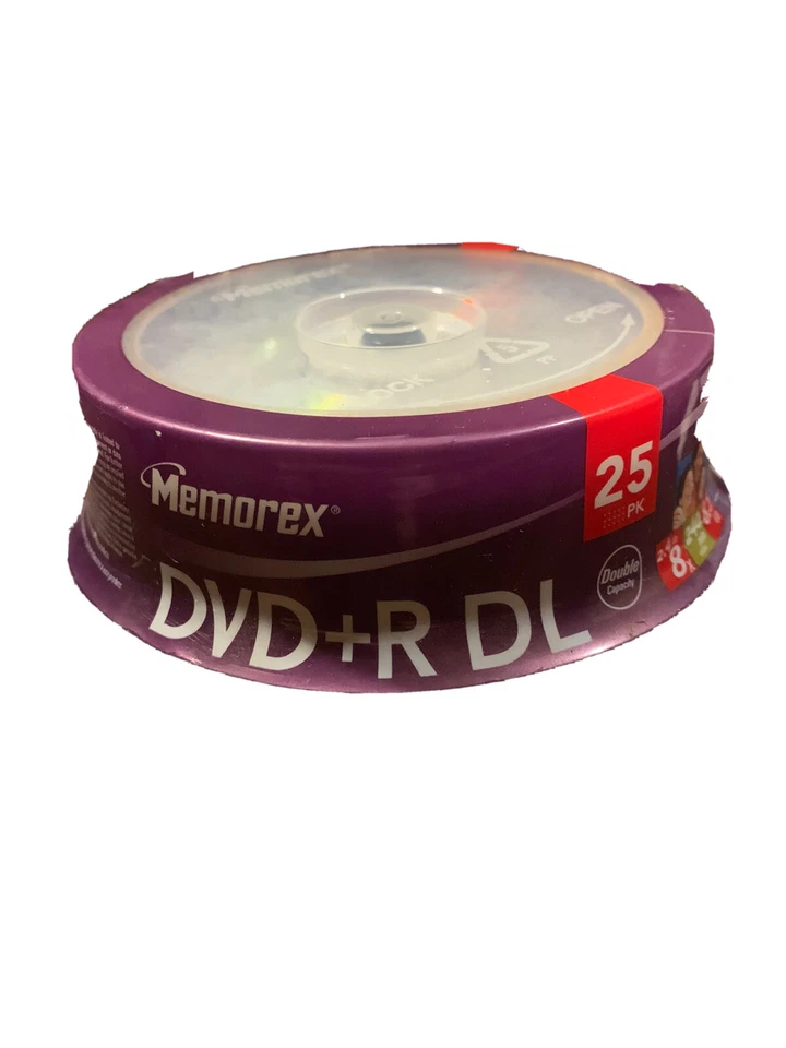 Memorex Double Layer DVD+R DL 25 Pack 8.5GB 240 Min 2.4x ~ Brand New Unopened - Image 1 of 1