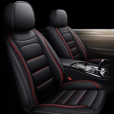 For Cadillac XTS 2013-2019 Car 5 Seat Covers Cushion Set Fuax Leather Red Lines Foto 1 de 4
