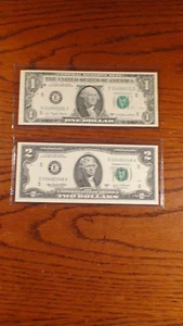 1977 ONE DOLLAR RADAR & 2003A TWO DOLLAR LADDER BANKNOTES $1.00 & $2.00 BILLS! - Picture 1 of 4