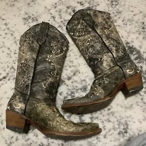 Circle G Crackle Stickerei Leder L5048 Damen Western Cowgirl Stiefel Größe 7 - Bild 1 von 11