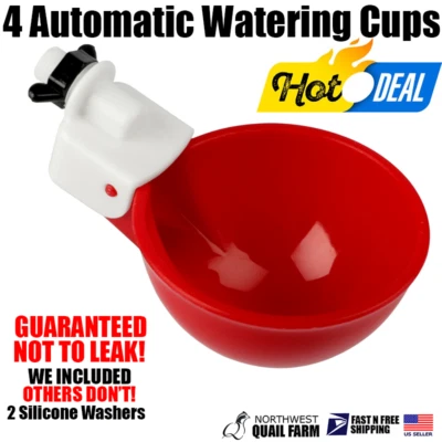 PHOENIX 4PCS Automatic Water Cups Poultry Drinker Waterer Chicken Duck Quail Drinking