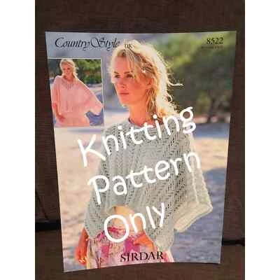New Sirdar 8522 Country Style DK Double Knitting Poncho Sweater Pattern - Image 1 of 2
