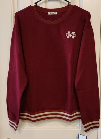 NUYU~MSU MISSISSIPPI STATE BULLDOGS MESHBACK SWEATSHIRT MAROON/WHITE XL NWT Cover