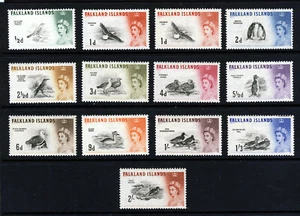 FALKLAND ISLANDS QE II 1960-6 Birds Part Set to 2 Shillings SG 193 - SG 204 MINT - Picture 1 of 2