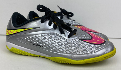 Nike Boys Hypervenom Phelon Prm IC 677590 069 Silver Soccer Flats Shoes Size 3Y