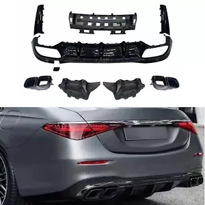 Heckdiffusor-Lippe + Auspuffrohr + Halterung Für Mercedes S-Klasse W223 S63 AMG - Picture 1 of 7