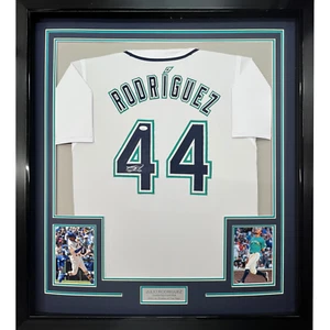 Framed Autographed/Signed Julio Rodriguez 33x42 Seattle White Jersey JSA COA - Picture 1 of 2