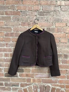 Miu Miu Women’s Artisanal Jacket, Sz 42 IT Virgin Wool Brown Italy - Picture 1 of 9