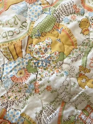 Manta Edredón Bebé Vintage Años 80 Sears Roebuck & Co Perma-prest Blankie Amarillo  Foto 1 de 4